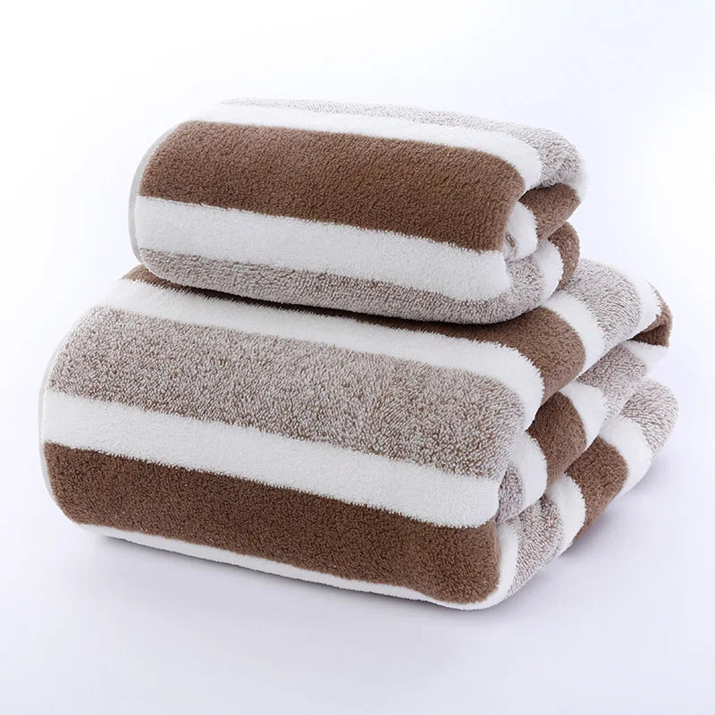 Conjunto de toalhas listradas de secagem rápida para experiência de banheiro macia e absorvente Toalha de banho ou toalha de mão
