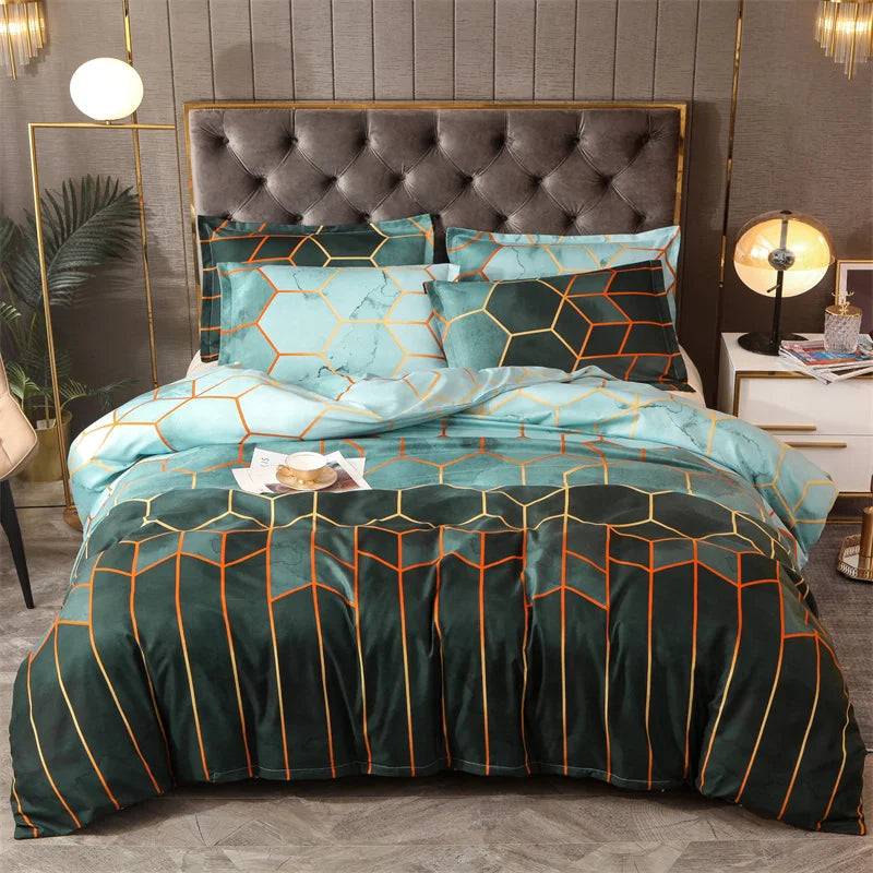 Conjunto de Cama Geométrico Mármore - Elegância - Casa Ornato