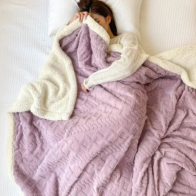 Cobertor de lã macia para cama e sofá, cobertor de flanela de veludo de cordeiro quente para escritório, ar condicionado e cochilo