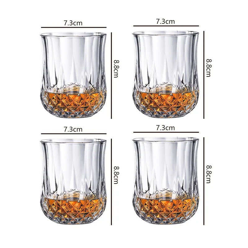 Cristallo Diamanté – Conjunto de 4 Copos de Cristal com Design Diamante - Casa Ornato