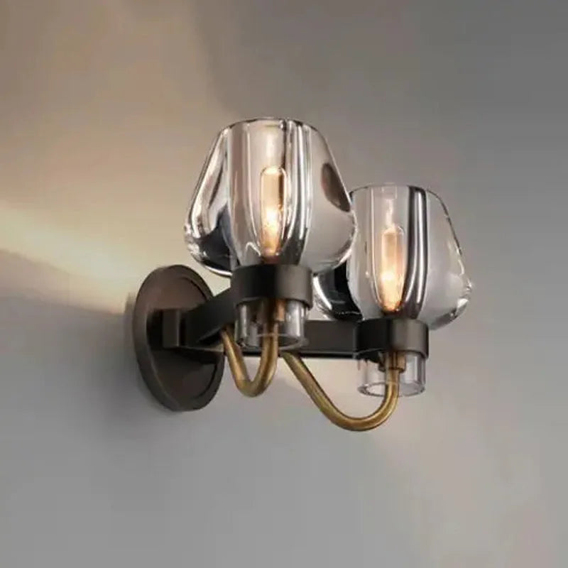 Americano retro todo o cobre lâmpada de parede sala estar quarto cabeceira fundo decoração luz luxo k9 cristal lâmpada parede