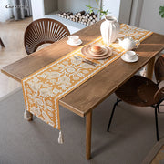 Gerring Amarelo Corredor De Mesa Jacquard Colisão Geométrica Mesa De Jantar Pano Arte TV Armário Cama Bandeira Da Mesa De Casamento Decoração