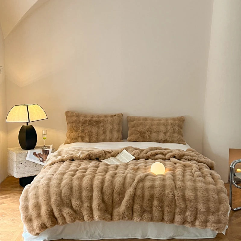Cobertor luxuoso de pele sintética de coelho, cobertor macio de inverno para casa, cama, sofá, 100x150cm, 150x200cm, 200x230cm