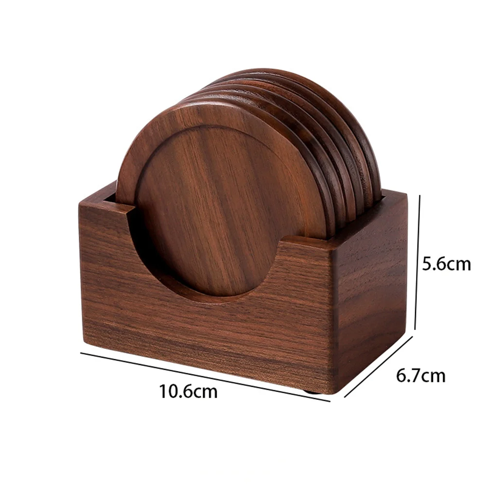 6 pçs/set porta-copos de madeira de nogueira placemats decorativos redondos isolados porta-copos de bebidas japoneses decoração de casa