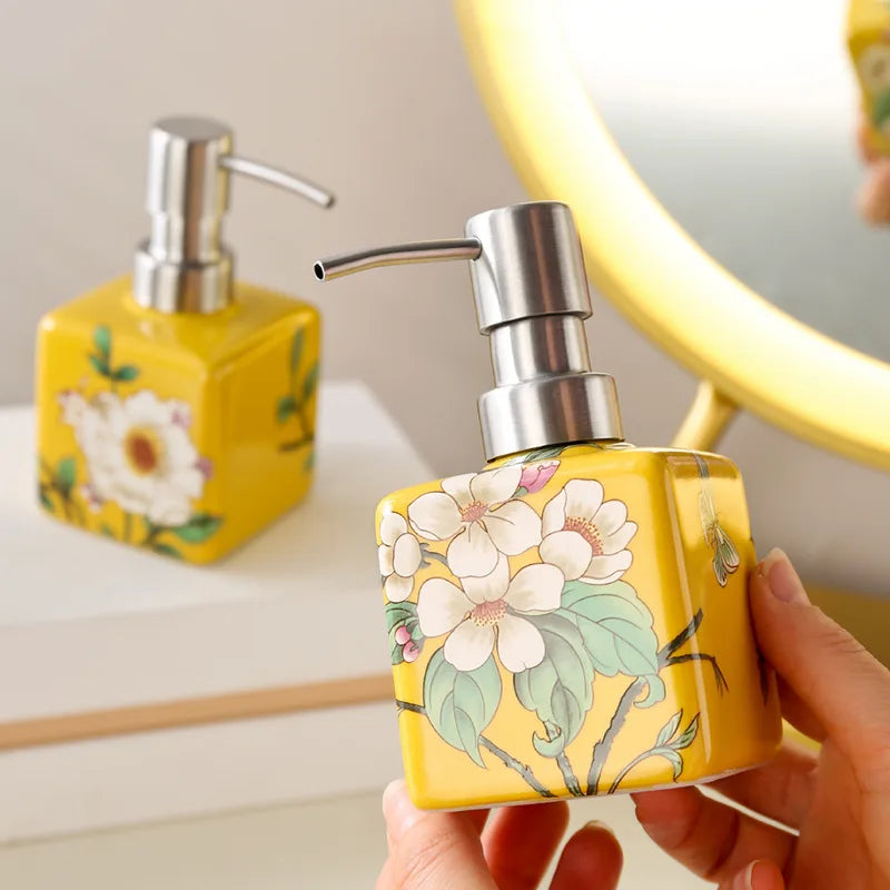 Dispensador de sabão 200ml, garrafa de lavagem das mãos, shampoo de cerâmica, gel de banho, cabeça de bomba de aço inoxidável, garrafa de loção, dispensador de shampoo