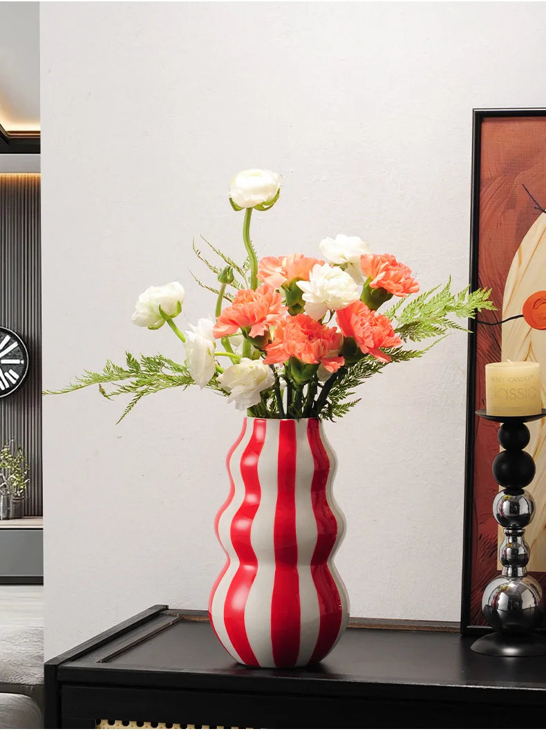 Listras coloridas criativo vaso de cerâmica vasos de plantas decoração de mesa ornamentos arranjo de flores vaso floral decoração estética do quarto