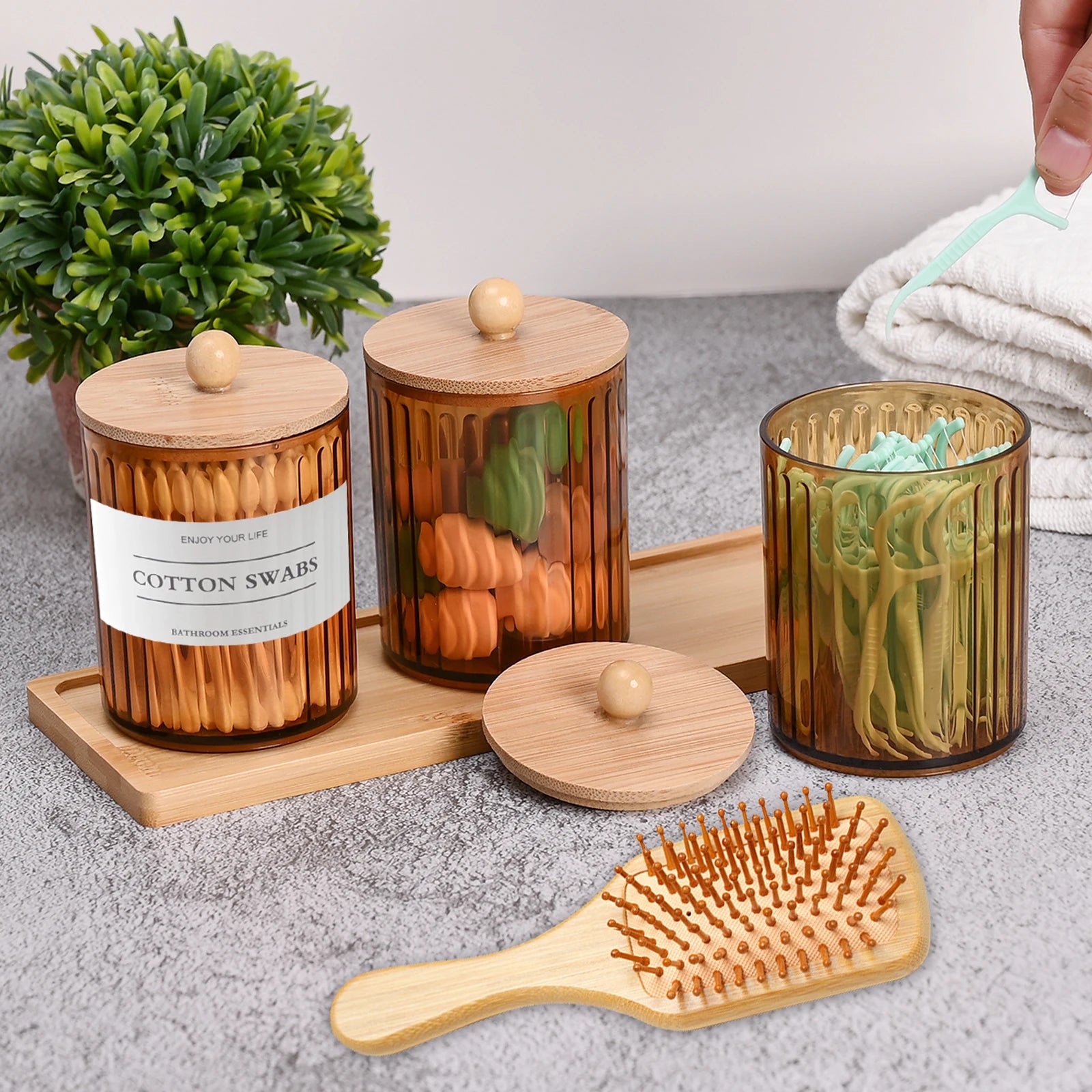 Eclat Noir - Conjunto de Frascos Âmbar com Bandeja - Casa Ornato