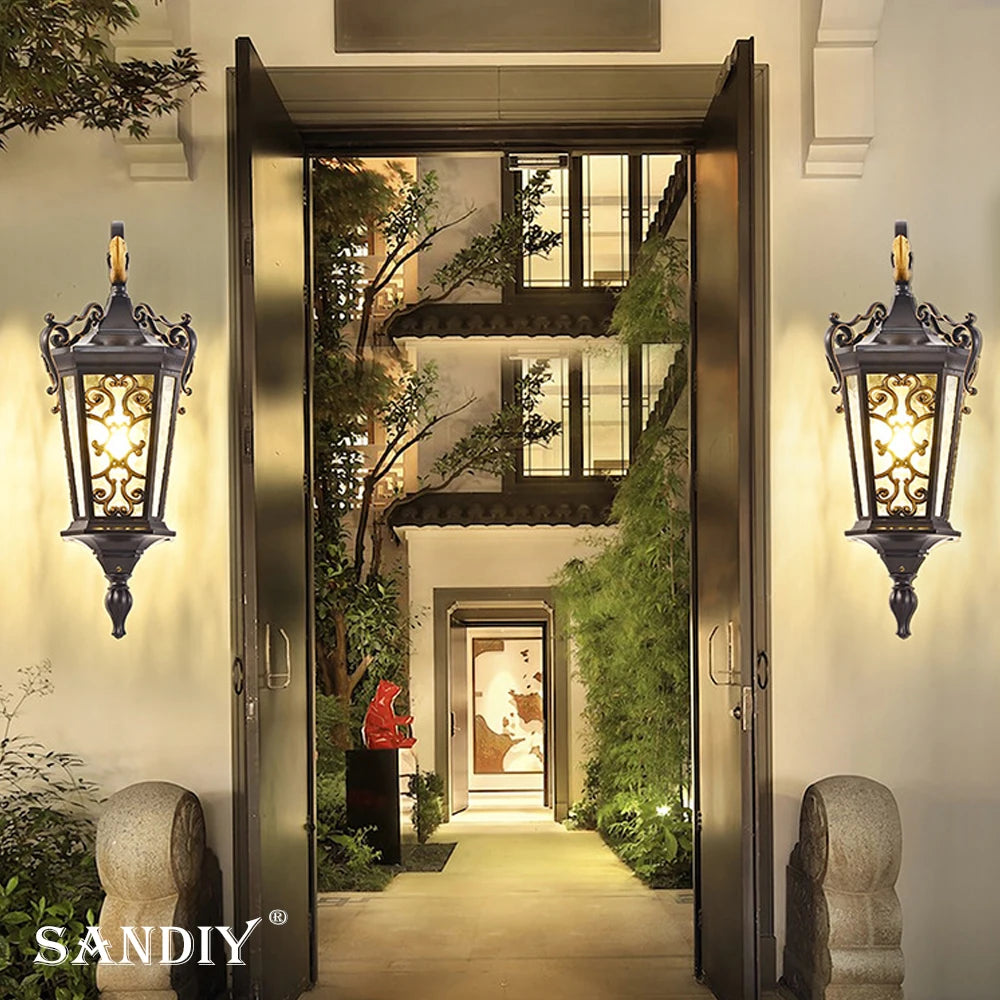 Europeu exterior impermeável parede luzes, Super Bright jardim luzes, Villa entrada da porta da frente, ambos os lados, varanda, Te