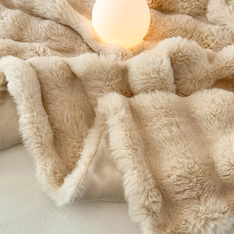 Cobertor luxuoso de pele sintética de coelho, cobertor macio de inverno para casa, cama, sofá, 100x150cm, 150x200cm, 200x230cm