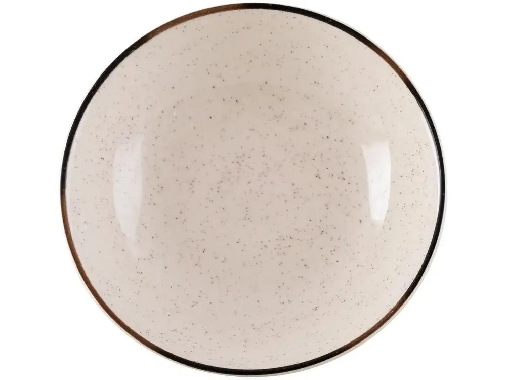 Aparelho de Jantar e Chá 20 Peças Oxford de Cerâmica Bege e Marrom Redondo Unni Brisa