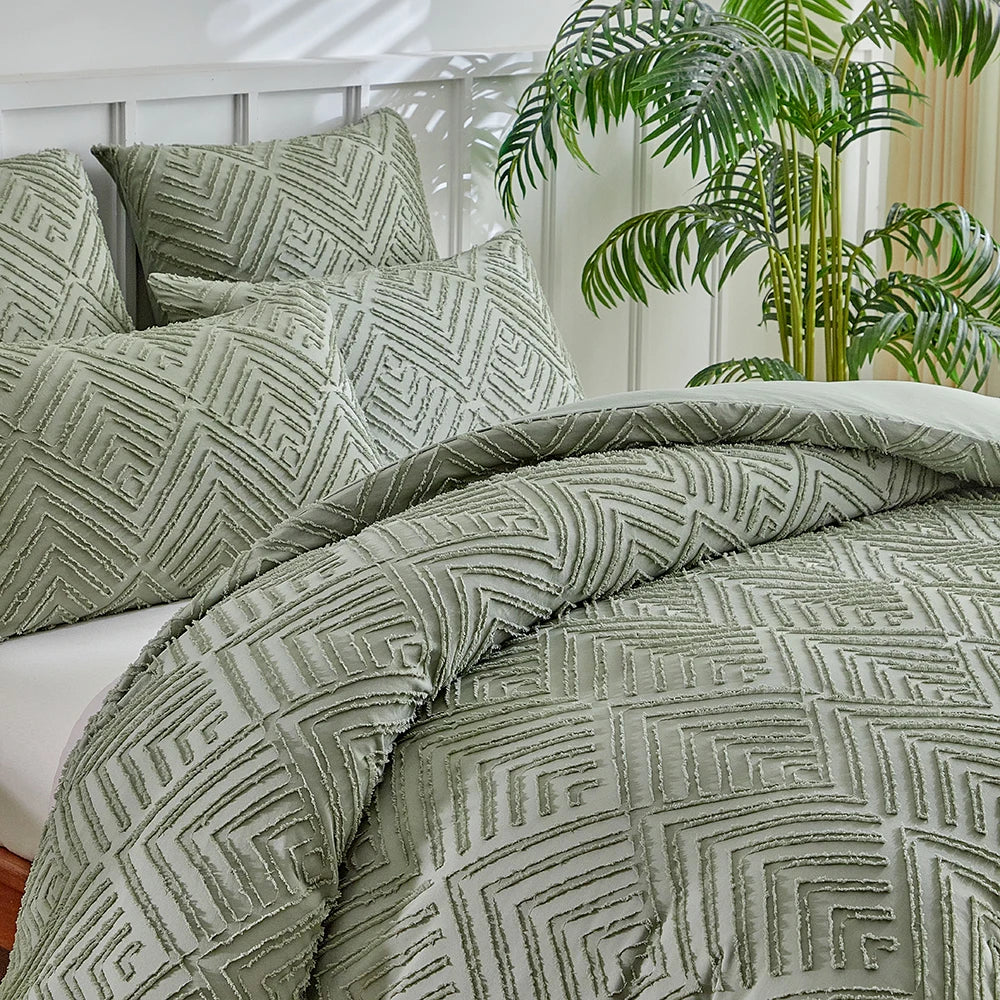 Elegância Textural: Conjunto de Edredom e Fronhas - Casa Ornato