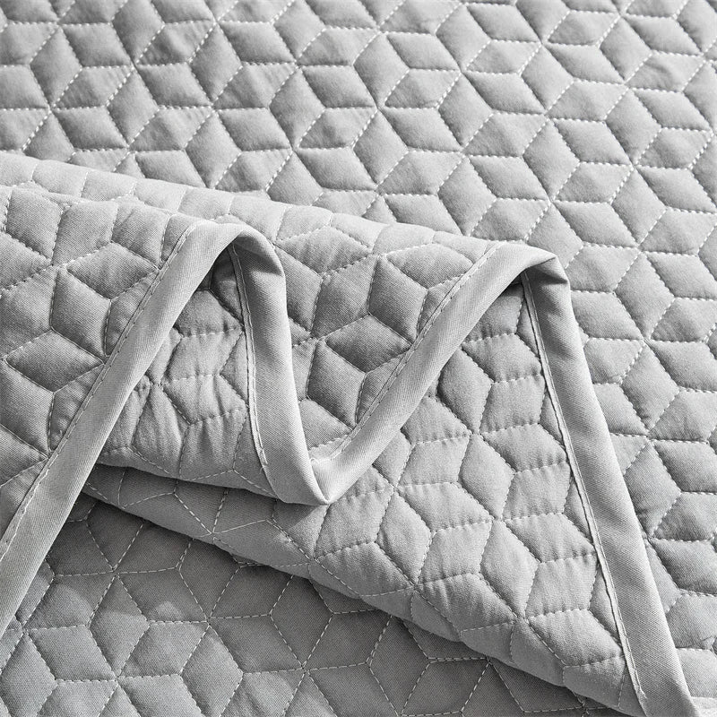 Conjunto de colcha de 3 peças de poliéster acolchoado branco puro com fronhas - colcha branca acolchoada ultra macia