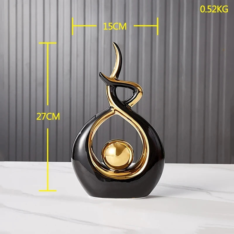 Escultura Abstrata de Cerâmica para Decoração Moderna - Casa Ornato