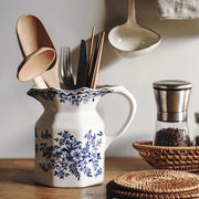 Garrafa de armazenamento de cerâmica vintage, vaso de armazenamento de utensílios de cozinha, multifuncional pode ser usado como chaleira de água de resfriamento, vaso de leite