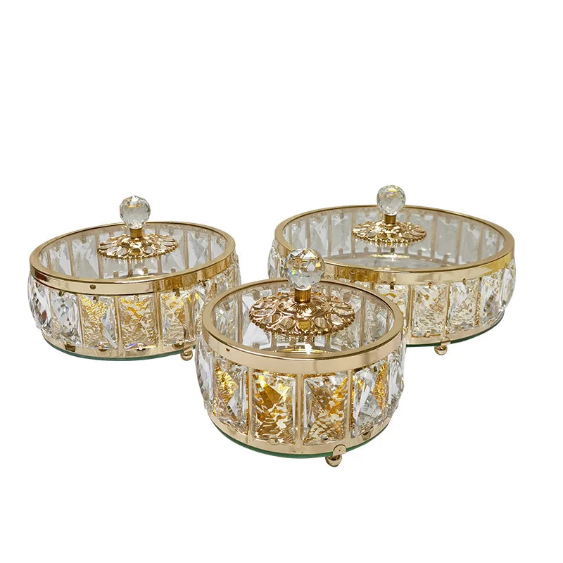 Tigela De Frutas De Vidro De Cristal Com Tampa, Mesa De Café, Caixa De Armazenamento De Doces, Decorações De Quarto De Lar De Luxo, Sala De Estar Ornamentos, Europeu