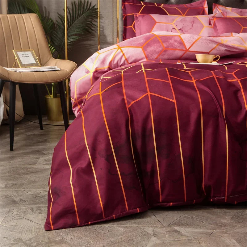 3 pçs conjunto de edredom verde duplo/completo/queen/king/single/duplo tamanho, conjuntos de cama geométricos para homem mulher, capa de edredão de mármore