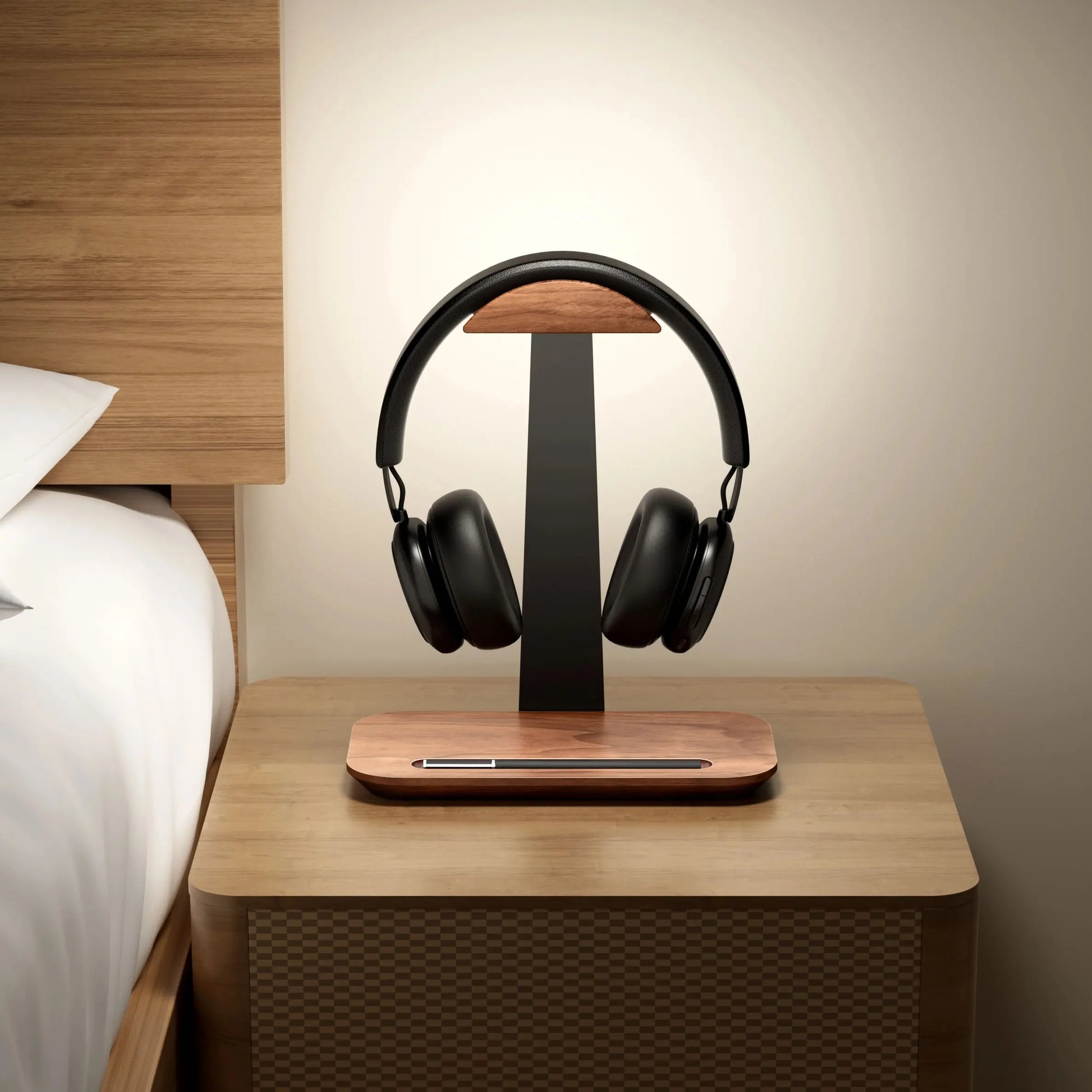 Suporte Escultural de Madeira para Fones - Casa Ornato