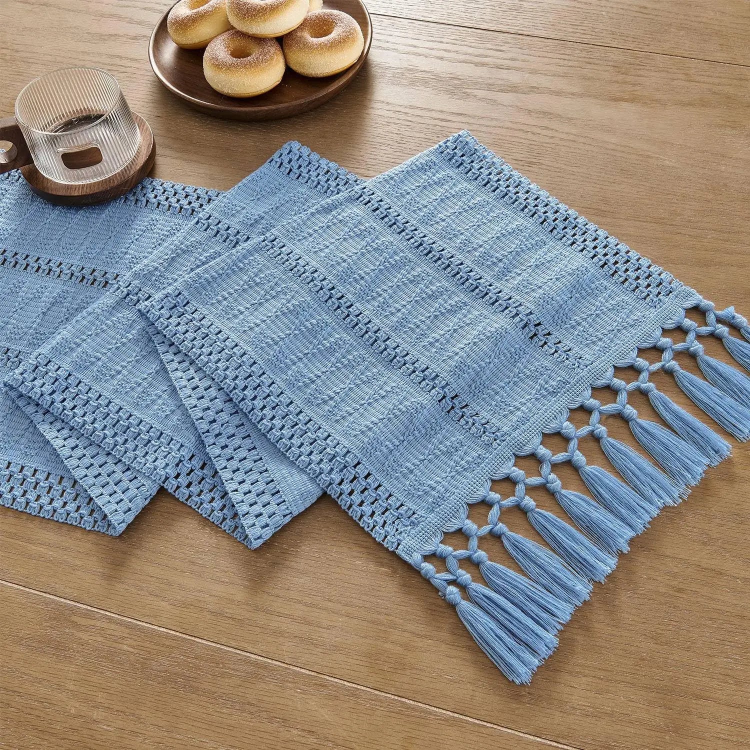 Corredor de mesa boho, corredor de mesa rústico macrame com borlas para casamento, hotel, fazenda, banquete, evento, decoração de jantar