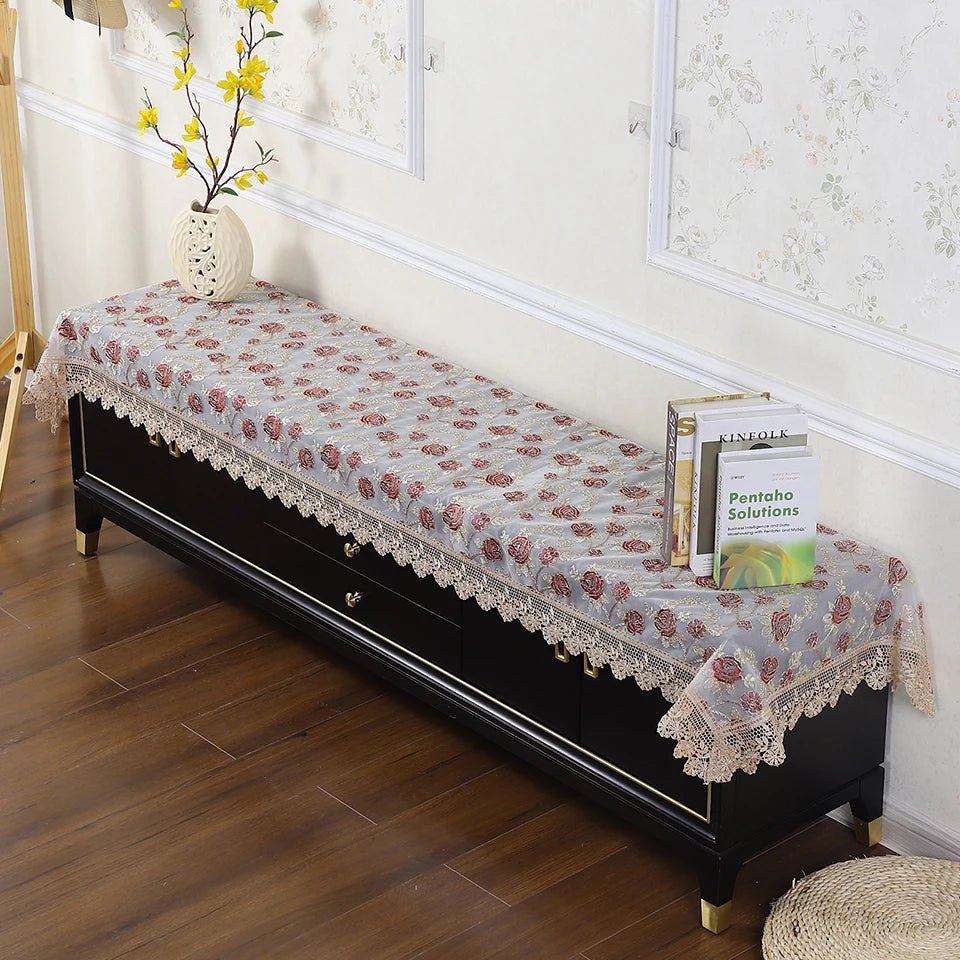 Battilo-Toalha De Mesa De Renda Bordada Retangular, Cobertura De Mesa De Luxo, Toalhas De Mesa De Café, Mesas De Jantar, Casa, Decoração De Casamento