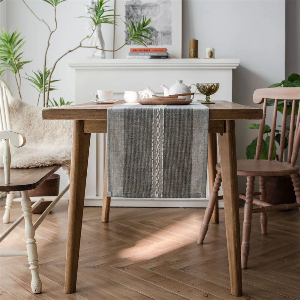 Corredor de mesa verde nórdico jacquard geométrico bandeira de mesa franja chá país toalha de mesa corredores para mesa de jantar capa decoração