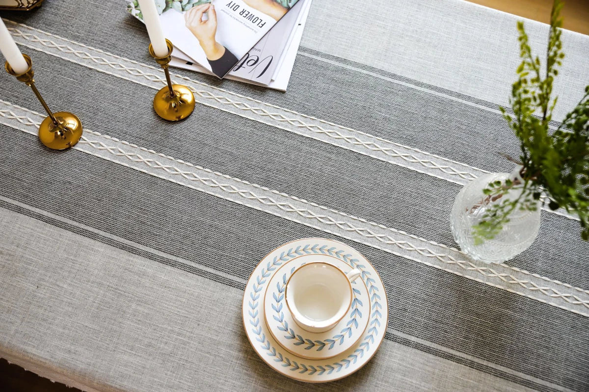 Toalha de mesa retangular redonda de linho batilo, toalha de mesa à prova d'água para jantar, mesa de café, cozinha, decoração de sala