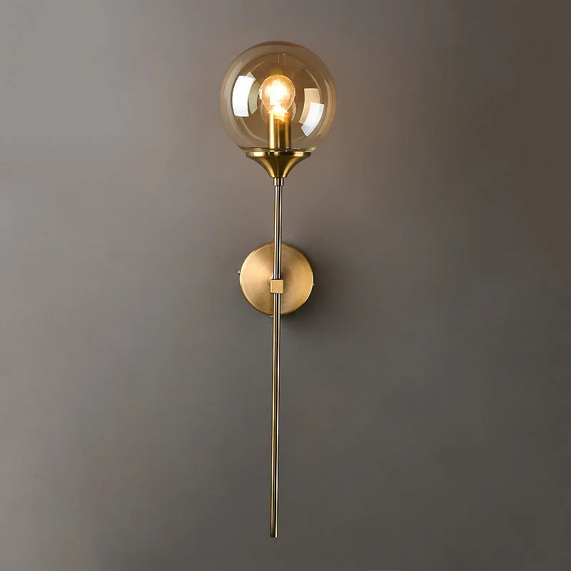 Bola de vidro moderna lâmpada parede arandela luminária dourada lâmpada cabeceira luminária parede sala estar decoração corredor iluminação luminária