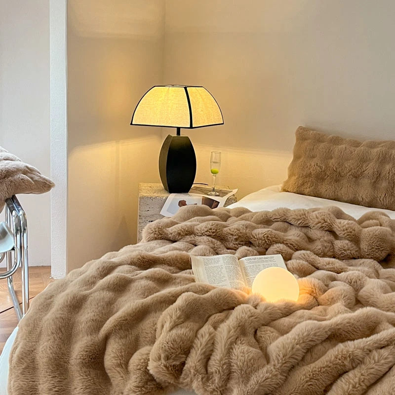 Cobertor luxuoso de pele sintética de coelho, cobertor macio de inverno para casa, cama, sofá, 100x150cm, 150x200cm, 200x230cm