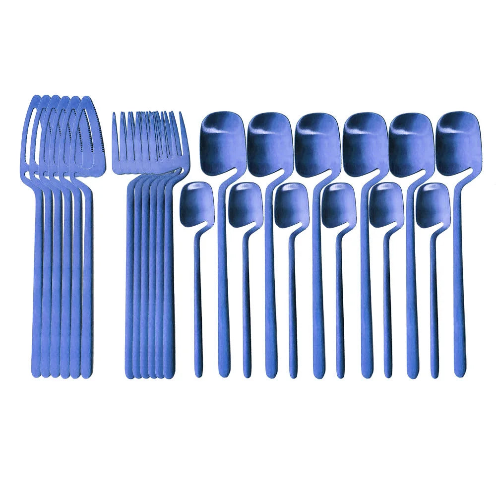 Jankng 24 pçs ouro rosa fosco conjunto de talheres faca garfo colher talheres conjunto 304 louça de aço inoxidável conjunto presente cozinha