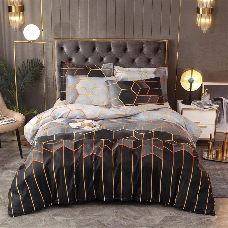 Conjunto de Cama Geométrico Mármore - Elegância - Casa Ornato