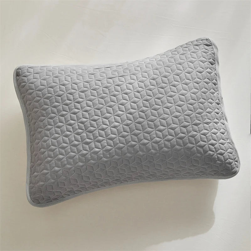 Conjunto de colcha de 3 peças de poliéster acolchoado branco puro com fronhas - colcha branca acolchoada ultra macia