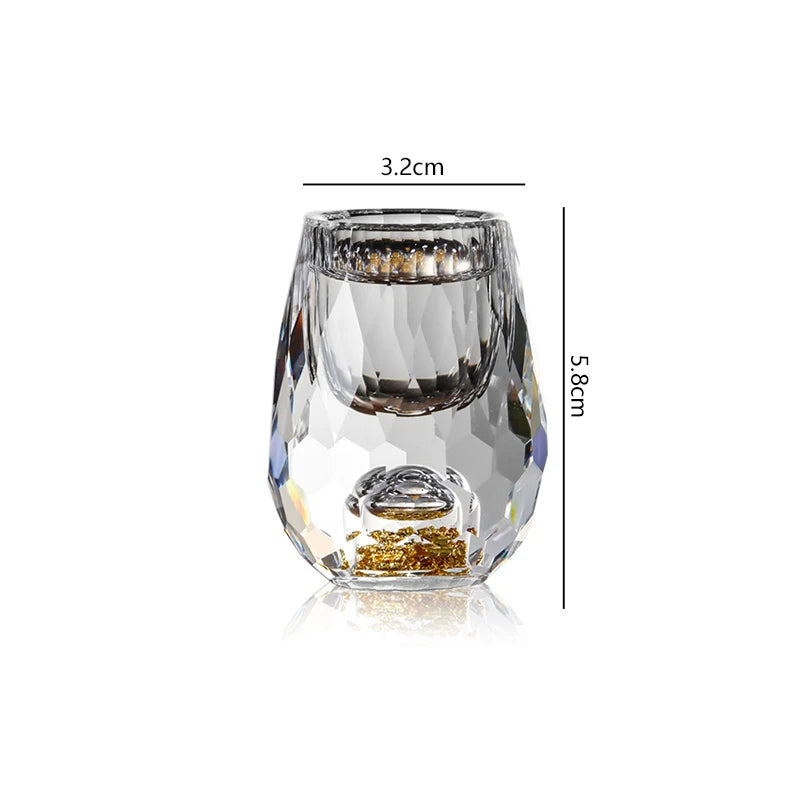Crystal Shot Glass Set com fundo de folha de ouro, Copos de diamante Pintura Spirits, Household Small Wine Cup, Drinkware, luxo, 6pcs