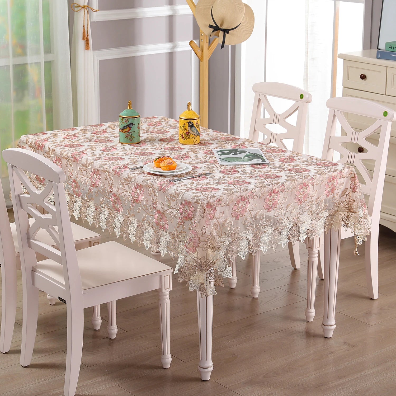 Battilo capa de mesa de renda redonda retangular toalha de mesa de café bordada de luxo para mesa de jantar casamento decoração de casa