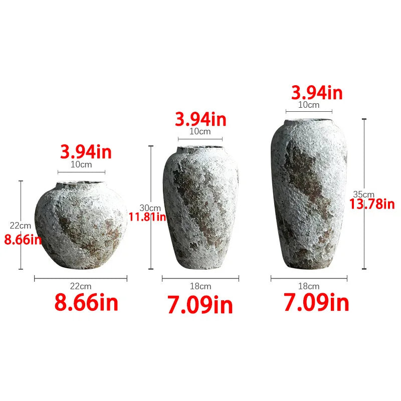 Denique vaso de flores de cerâmica rústica, vaso de chão vintage, decoração de fazenda, vasos grandes, sala de estar, entrada, mesa central (A)