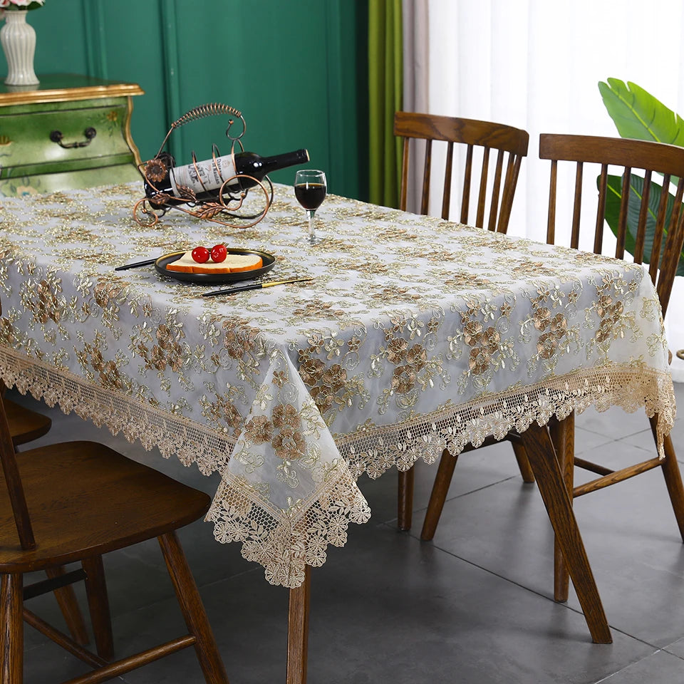 Battilo-Toalha De Mesa De Renda Bordada Retangular, Cobertura De Mesa De Luxo, Toalhas De Mesa De Café, Mesas De Jantar, Casa, Decoração De Casamento