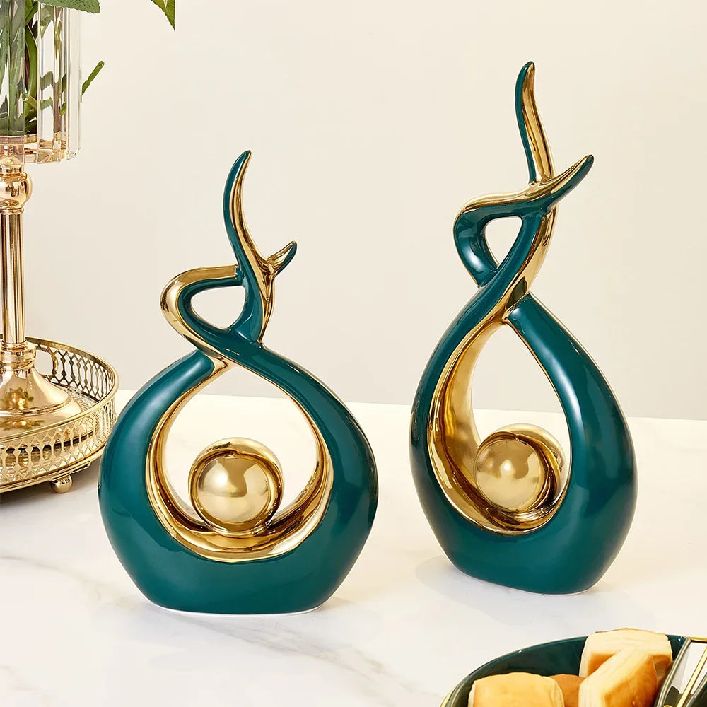 Escultura Abstrata de Cerâmica para Decoração Moderna - Casa Ornato