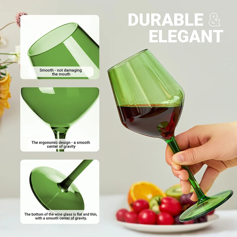 MICHLEY 2/4/6PCS Conjunto de copo de vinho de plástico Tritan colorido inquebrável, luxo reutilizável para festa ao ar livre, máquina de lavar louça, produtos vidreiros