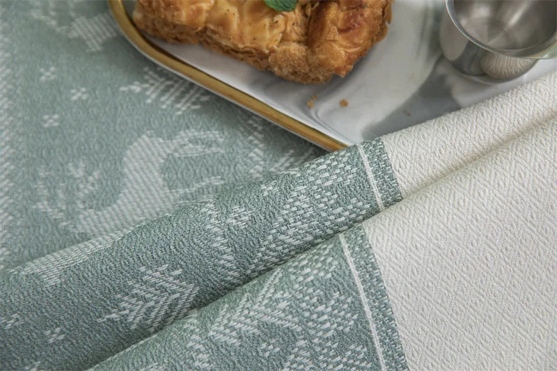 Toalha de mesa de algodão linho listra borla resistente a manchas à prova de poeira capa de mesa rústica para cozinha jantar mesa decoração de natal