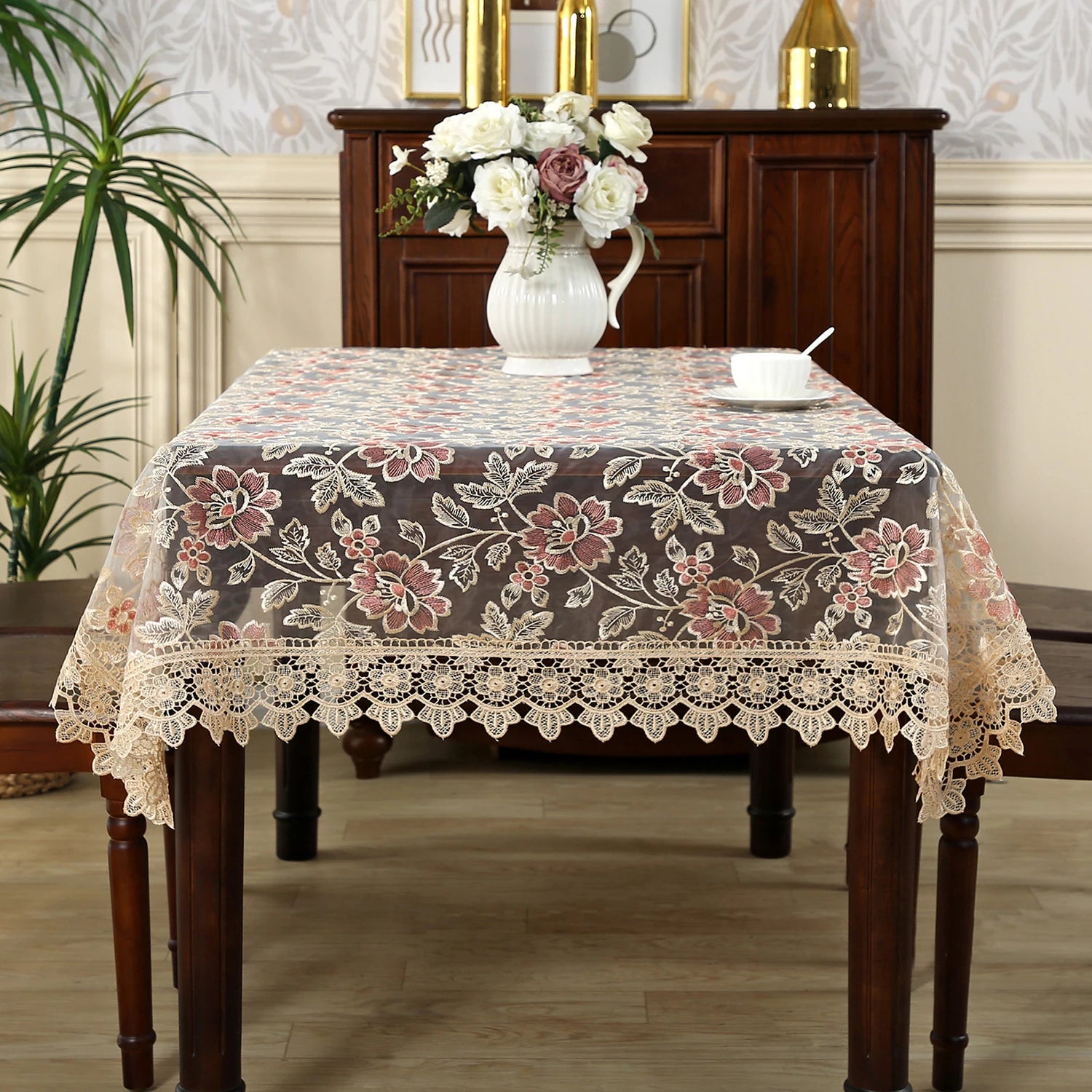 Battilo capa de mesa de renda redonda retangular toalha de mesa de café bordada de luxo para mesa de jantar casamento decoração de casa