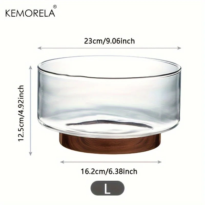 Tigela De Frutas De Vidro Criativo, Saladeira Grande Base De Madeira, Lanches, Pipoca, Tigelas De Armazenamento De Nozes, Recipiente De Armazenamento De Lanche De Natal Em Casa