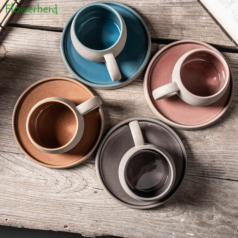 Caneca de café cerâmica caneca de café com pires latte xícara de café cafeteira criativa porcelana cerâmica grossa escritório chá canecas xícara de café