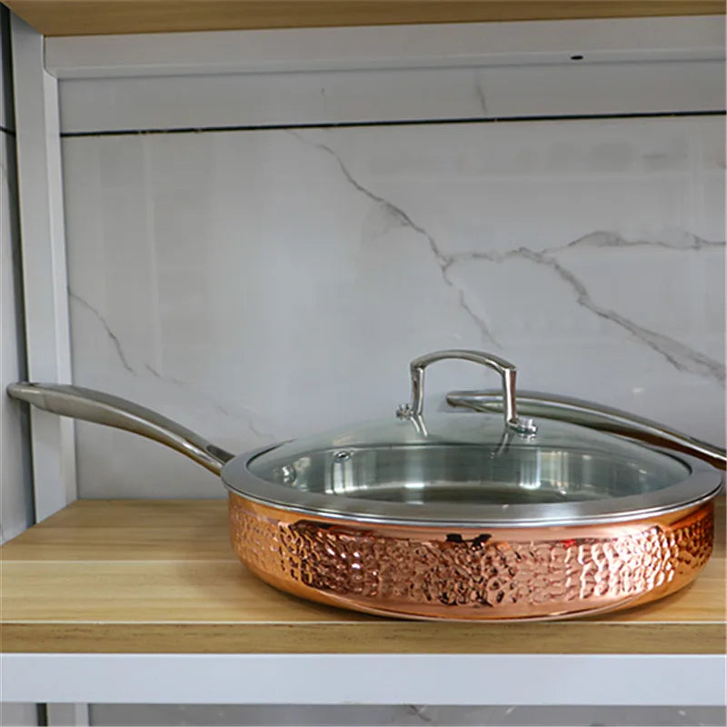 Conjunto de Panelas Marteladas em Cobre e Aço Inoxidável - Casa Ornato