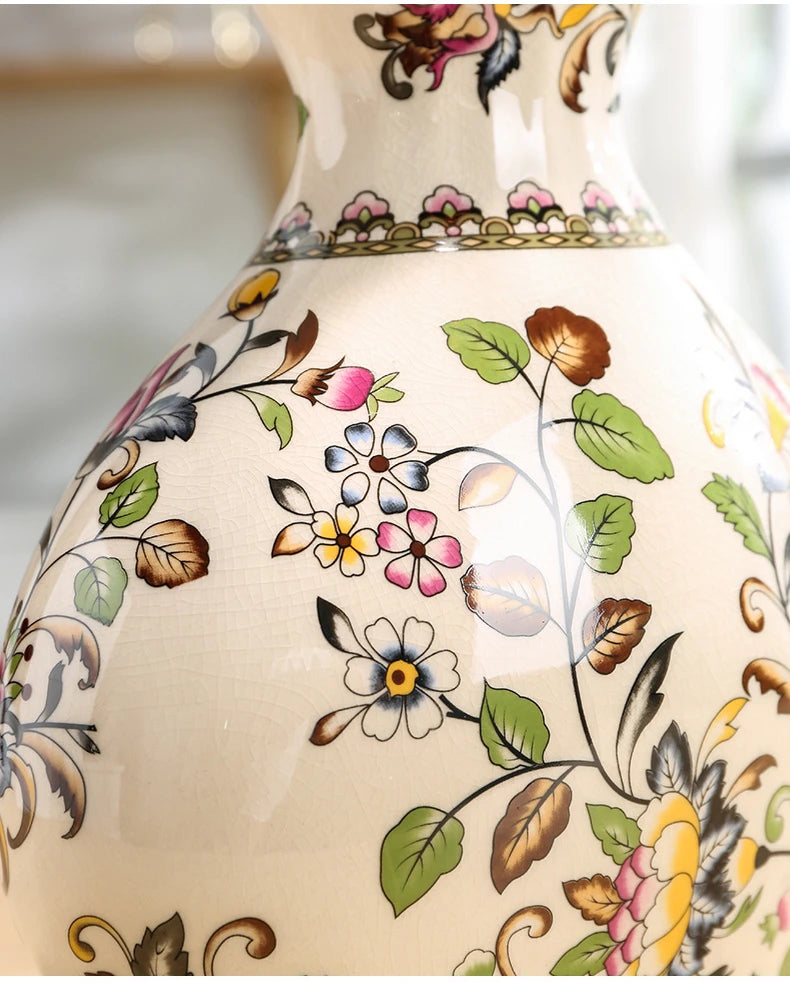 Vaso de Cerâmica Decorativo com Estampa Floral - Casa Ornato