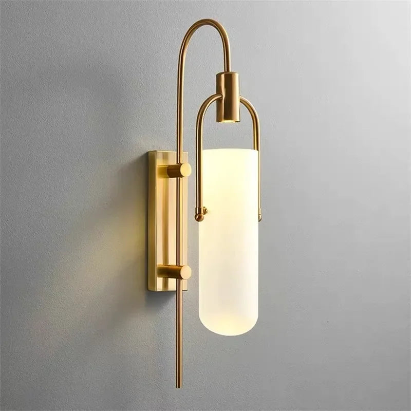 Moderna lâmpada de parede led para cabeceira sala estar jantar corredor preto/ouro arandela vidro luminária