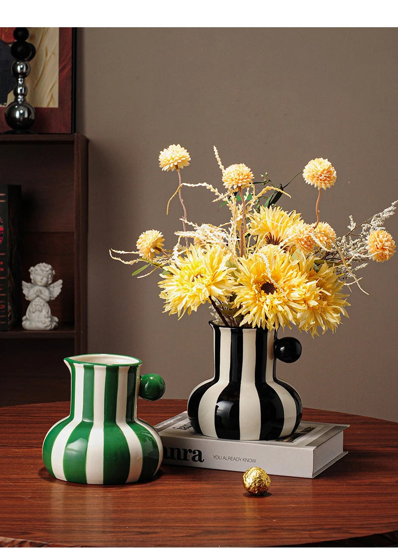 Listras coloridas criativo vaso de cerâmica vasos de plantas decoração de mesa ornamentos arranjo de flores vaso floral decoração estética do quarto