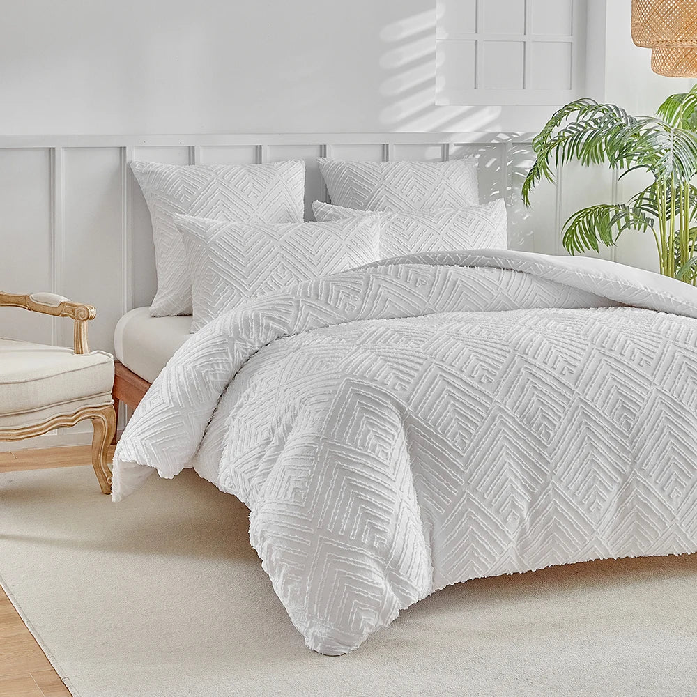 Elegância Textural: Conjunto de Edredom e Fronhas - Casa Ornato