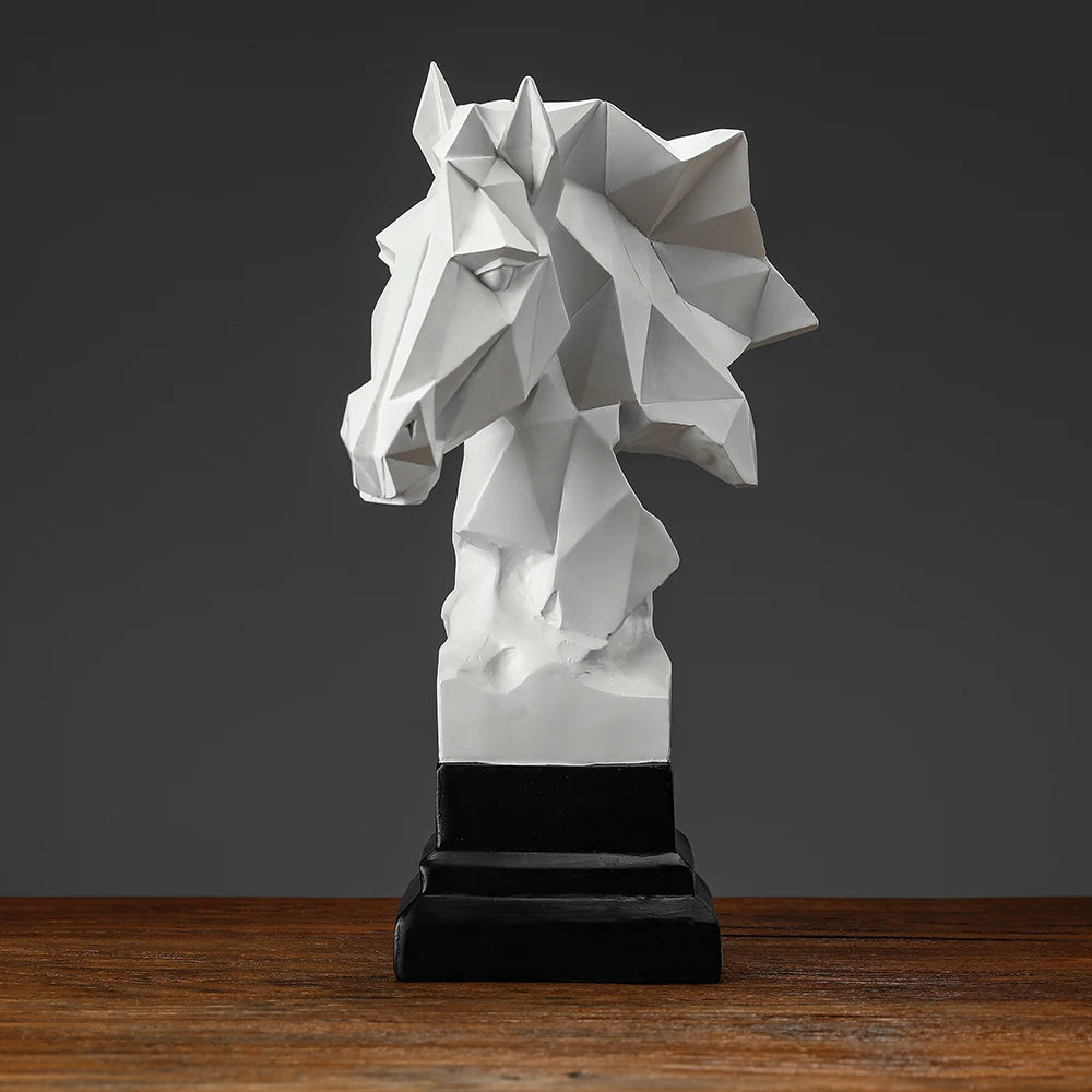 Escultura Cabeça de Cavalo para Decoração Interior, Figura De Cavalo Colecionável, Ornamento De Resina, Arte Exclusiva, Poligonal, 1PC
