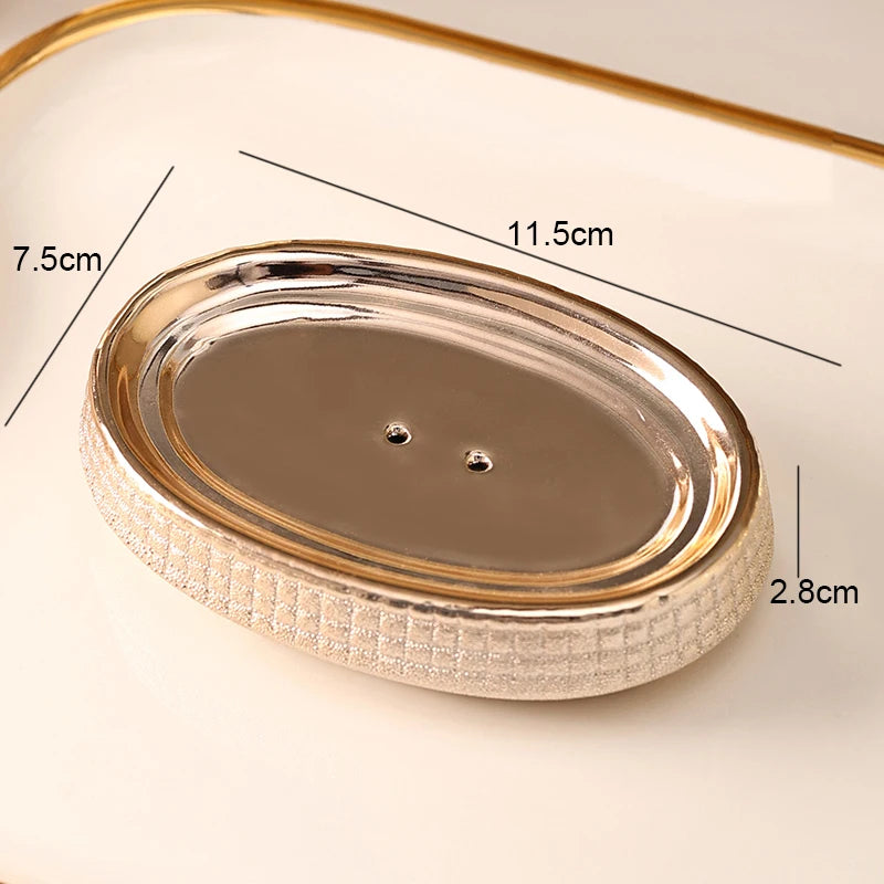 Rosa de ouro cerâmica loção garrafa bucal copo titular escova dentes casa acessórios do banheiro conjunto shampoo lavagem do corpo garrafa sabão prato