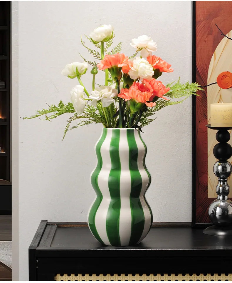 Listras coloridas criativo vaso de cerâmica vasos de plantas decoração de mesa ornamentos arranjo de flores vaso floral decoração estética do quarto