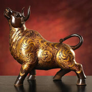 Feng Shui Ornamento de vaca animal de cobre de alta qualidade pintado decoração de mesa para escritório doméstico