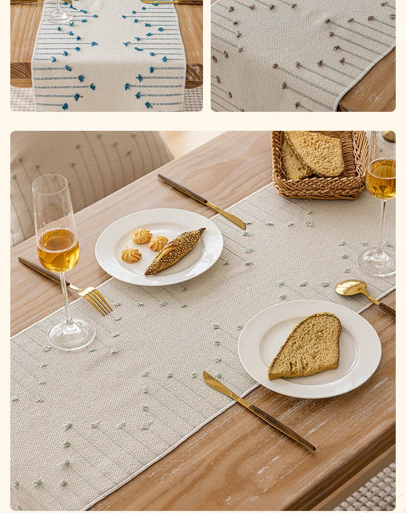 Corredor de Mesa Elegância Boho em Algodão Natural com Borlas - Casa Ornato